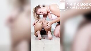 hot scat lesbian digging in friends ass for shit then licks her finger