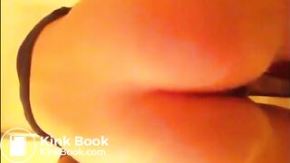 Skinny babe shitting with tanga