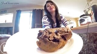 Beautiful girl shitting on plate