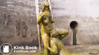 Manure Party Pit - Lesbian in cowshit