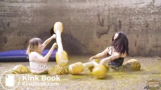 Manure Party Pit - Lesbian in cowshit