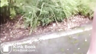 Blonde mature shitting an hard turd in a public parking