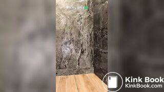 Inked up slut drops a load on the floor