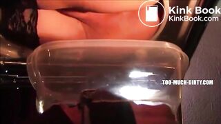 Mistress shit a big turd on a slave face