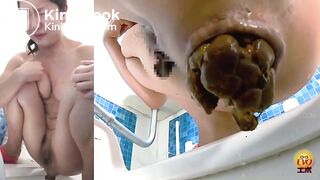 Massive constipation hard poop closeup