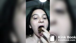 Young scat girl eats her own turd