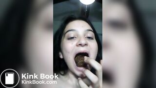 Young scat girl eats her own turd