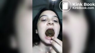 Young scat girl eats her own turd