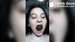 Young scat girl eats her own turd