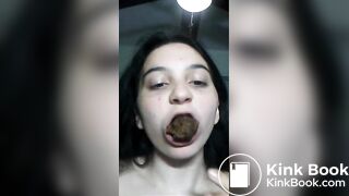 Young scat girl eats her own turd