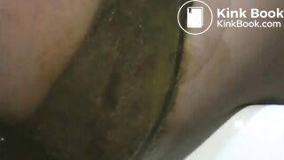 Poop in black stockings