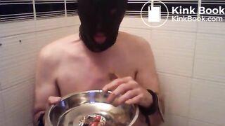 Femdom orders bite-by-bite shit feeding