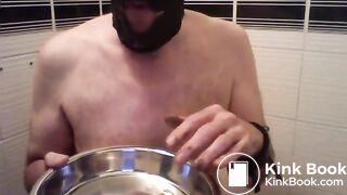 Femdom orders bite-by-bite shit feeding