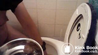 Femdom orders bite-by-bite shit feeding