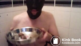 Femdom orders bite-by-bite shit feeding