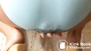Messes and wets her blue panties