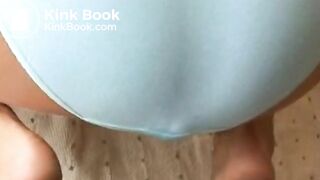 Messes and wets her blue panties