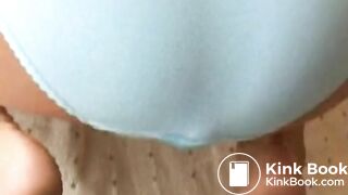 Messes and wets her blue panties