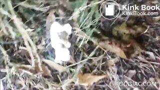 Amateur in socks shitting on the woods