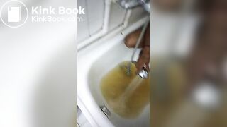 Whore eating shit and drinking piss for money