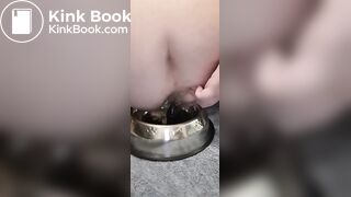 fat pig eats shitty banana