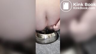 fat pig eats shitty banana