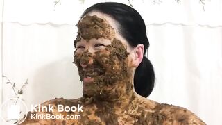 Asian woman laughs covered in scat