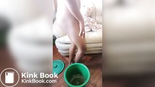 Solo ebony striptease scat force poop in bucket