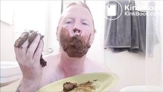 Amateur eating messy plate of shit