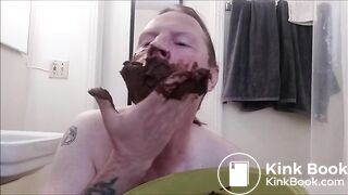 Amateur eating messy plate of shit