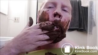Amateur eating messy plate of shit