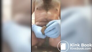 dirty slave play scat with a condom part 2