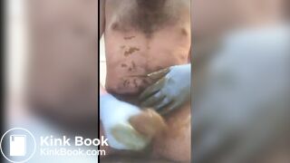 dirty slave play scat with a condom part 2