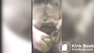 dirty slave play scat with a condom