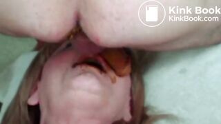 Toilet slut Kelly Swallows eating shit