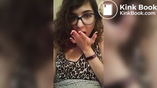 Toilet slut swallows chunks of her own shit