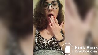 Toilet slut swallows chunks of her own shit
