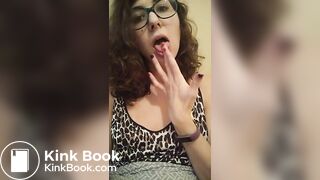 Toilet slut swallows chunks of her own shit