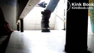 pervert touches teen pussy in toilet