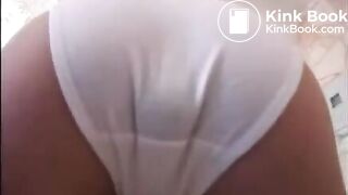 She fills her clean white panties