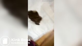 Dirty bitch spreads ass and poo on the floor - Scat + Piss + Puke