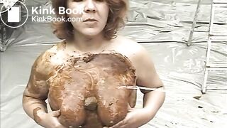 He Pisses on Her Scat Smeared Tits