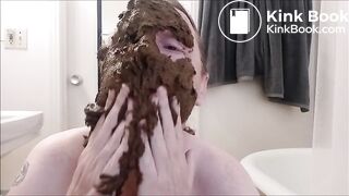 amateur smears huge shit on face