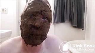 amateur smears huge shit on face