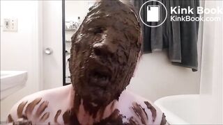 amateur smears huge shit on face
