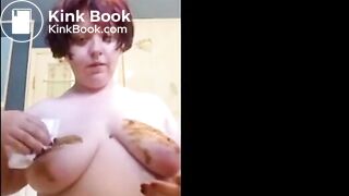 Fat Slag Fingers Her Shit Out To Self Smear It