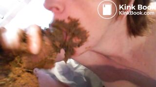 Slag  Wife Eats Hubby's Shit and Sucks Mucky Cock