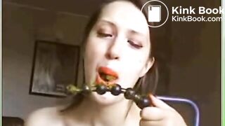 Whore Cleans Dirty Anal Beads