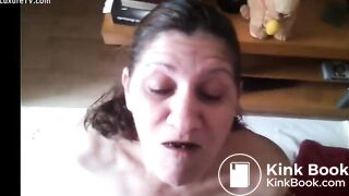 Old Crackhead Pig Washes Shit Down With Piss