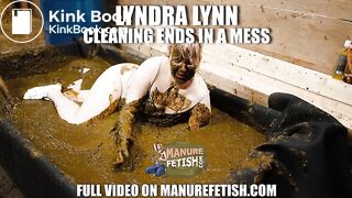 Cleaning ends in a mess - girl falls in to cowshit